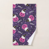 かわいい猫とカボチャのハロウィンパターン バスタオルセット (ハンドタオル)