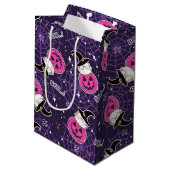 かわいい猫とカボチャのハロウィンパターン ミディアムペーパーバッグ (裏面アングル)