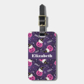 かわいい猫とカボチャのハロウィンパターン ラゲッジタグ (正面縦)