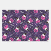 かわいい猫とカボチャのハロウィンパターン ラッピングペーパーシート (正面2)