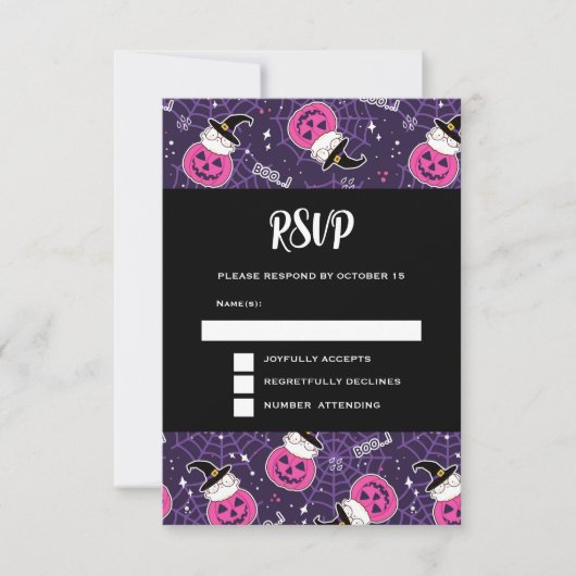 かわいい猫とカボチャのハロウィンパターン 出欠カード (正面)