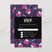 かわいい猫とカボチャのハロウィンパターン 出欠カード (正面/裏面)