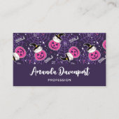 かわいい猫とカボチャのハロウィンパターン 名刺 (正面)