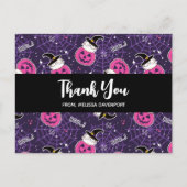 かわいい猫とカボチャのハロウィーンパターンありがとうございます ポストカード (正面)