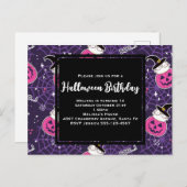 かわいい猫とカボチャのハロウィーンパターン誕生日 ポストカード (正面/裏面)