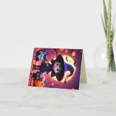 かわいい猫とカボチャの小さな魔女、カスタム カード (正面)