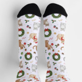 かわいい猫とクリスマスの飾りの靴下 ソックス (上部)