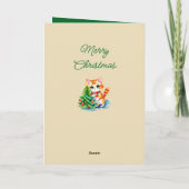 かわいい猫とクリスマスツリーはクリームグリーンメリーである シーズンカード (裏面)