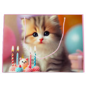 かわいい猫とケーキ ラージペーパーバッグ (正面)