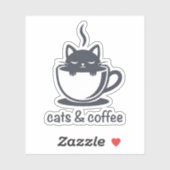 かわいい猫とコーヒーのブラックな猫のデザイン シール (シート)