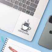かわいい猫とコーヒーのブラックな猫のデザイン シール (ノートパソコンとiPhone)
