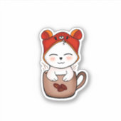 かわいい猫とコーヒーの愛情表現 シール (正面)