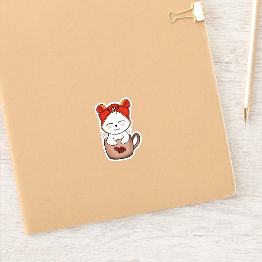 かわいい猫とコーヒーの愛情表現 シール (ノートブック)
