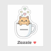 かわいい猫とコーヒーハートのイラスト シール (シート)