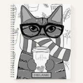 かわいい猫とコーヒー好きのオーダーメイド ノートブック (正面)