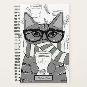 かわいい猫とコーヒー好パーソナライズされたき プランナー手帳