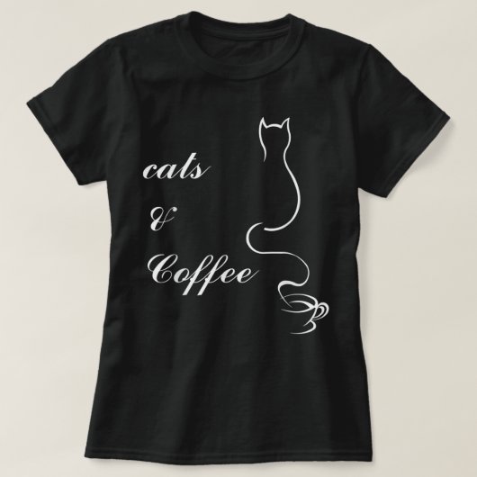 かわいい猫とコーヒーTシャツ Tシャツ (デザイン正面)