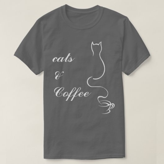 かわいい猫とコーヒーT Tシャツ (デザイン正面)