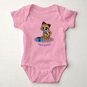 かわいい猫とシックな猫 ベビーボディスーツ (正面)