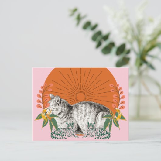 かわいい猫とタイガースはがき ポストカード (スタンド正面)
