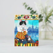 かわいい猫とネズミのエストニアの民話神話のポストカード ポストカード (スタンド正面)