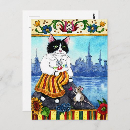 かわいい猫とネズミのエストニアの民話・神話のポストカード ポストカード (正面/裏面)