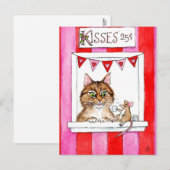 かわいい猫とネズミのキッシングブース バレンタイン ポストカード (正面/裏面)