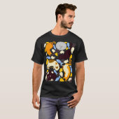 かわいい猫とネズミの模様 Tシャツ (正面フル)