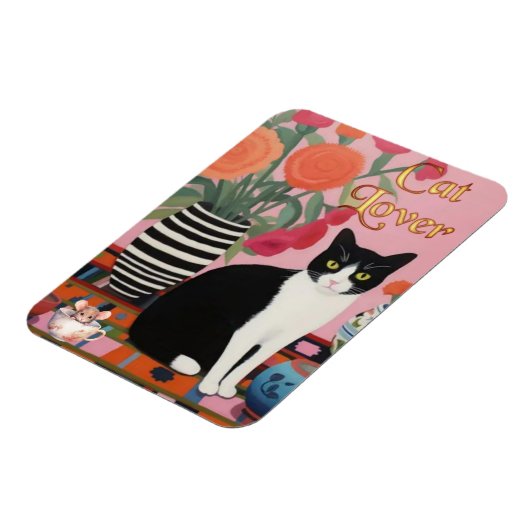 かわいい猫とネズミの磁石 マグネット (左側)