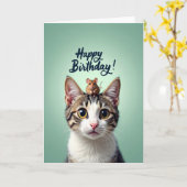 かわいい猫とネズミの誕生日カード カード (黄色い花)