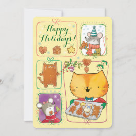 かわいい猫とネズミクリスマスカード シーズンカード