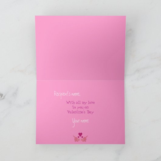 かわいい猫とハートが私のバレンタインデーズ シーズンカード (内部)