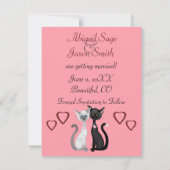 かわいい猫とハートでお知らせ ウェディングセーブザデート セーブザデート (裏面)