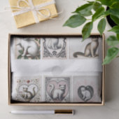 かわいい猫とハートのぐちゃぐちゃカット 薄葉紙 (ギフト)