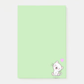 かわいい猫とハートを淡い緑にポストイットノート ポストイット (正面)