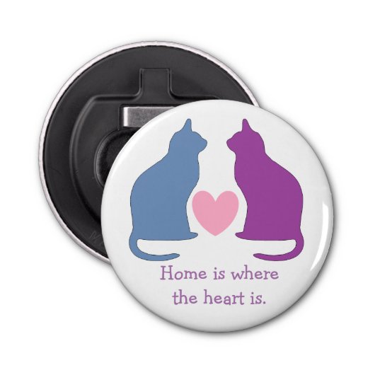 かわいい猫とハートカスタム文字 栓抜き (正面)