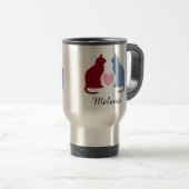 かわいい猫とハートパーソナライズされた トラベルマグ (正面右)