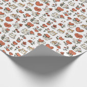 かわいい猫とハートラッピング紙：贈り物 ラッピングペーパー (角)