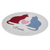 かわいい猫とハート愛 カッティングボード (角)