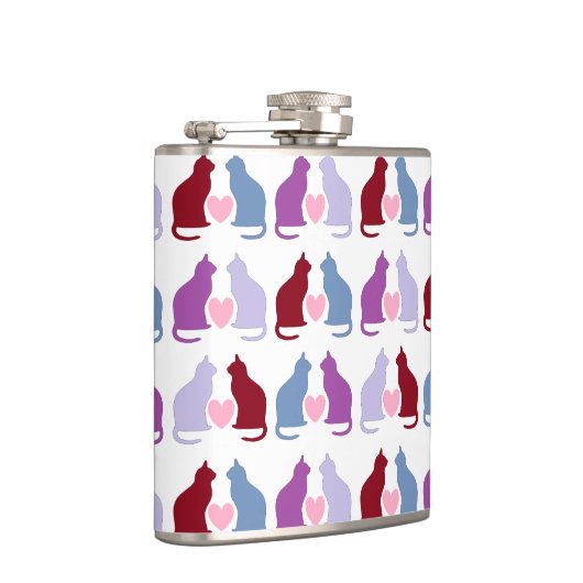 かわいい猫とハート柄 フラスク (右)
