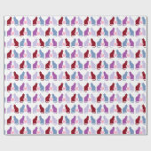 かわいい猫とハート柄 ラッピングペーパー (フラット)