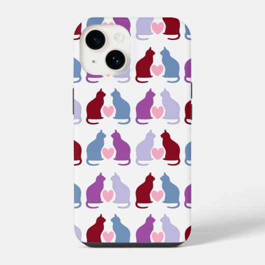 かわいい猫とハート柄 iPhoneケース (裏面)