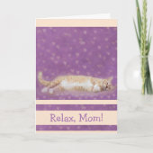 かわいい猫とハート誕生日お母さん カード (正面)