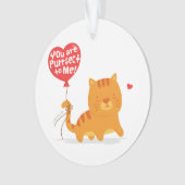 かわいい猫とハート風船パン オーナメント (正面)