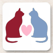 かわいい猫とハート コースター (正面)