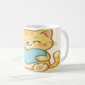 かわいい猫とハート コーヒーマグカップ (正面右)