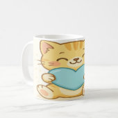 かわいい猫とハート コーヒーマグカップ (正面左)