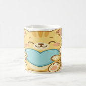 かわいい猫とハート コーヒーマグカップ (中央)