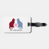 かわいい猫とハート パーソナライズされた ラゲッジタグ (裏面横)