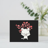 かわいい猫とハート ポストカード (スタンド正面)